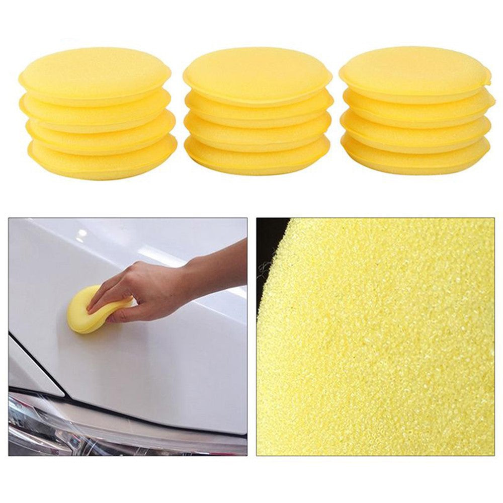 BY-682 12PCS Car Waxing Applicator Round Shaped Sponge Wax Applicator Foam Soft Cleaning Tool