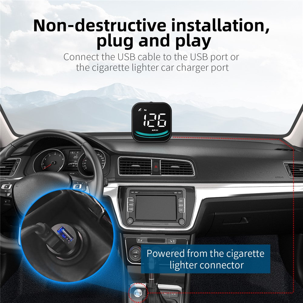 G4 Bil HUD Digitalt Speedometer Overhastighed Træthedskørsel Alarm GPS Kompas Head-up Display