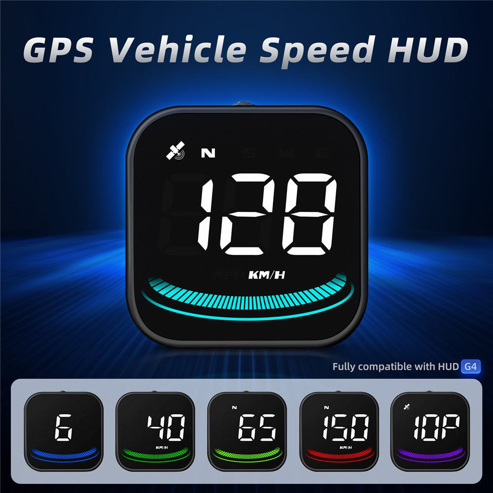 G4 Bil HUD Digitalt Speedometer Overhastighed Træthedskørsel Alarm GPS Kompas Head-up Display