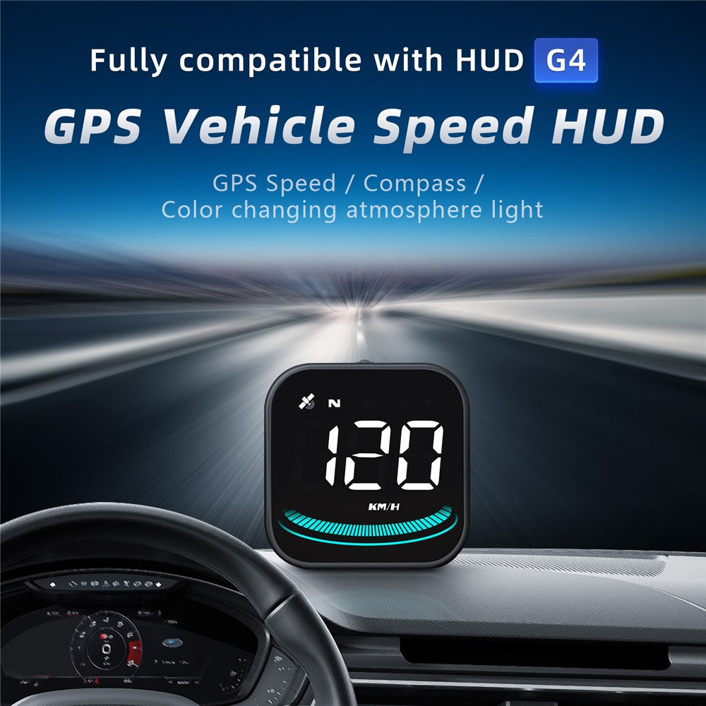 G4 Bil HUD Digitalt Speedometer Overhastighed Træthedskørsel Alarm GPS Kompas Head-up Display