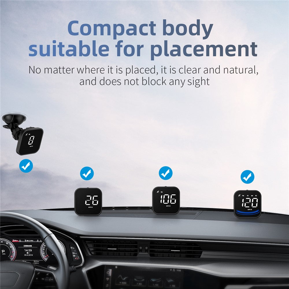 G4 Bil HUD Digitalt Speedometer Overhastighed Træthedskørsel Alarm GPS Kompas Head-up Display