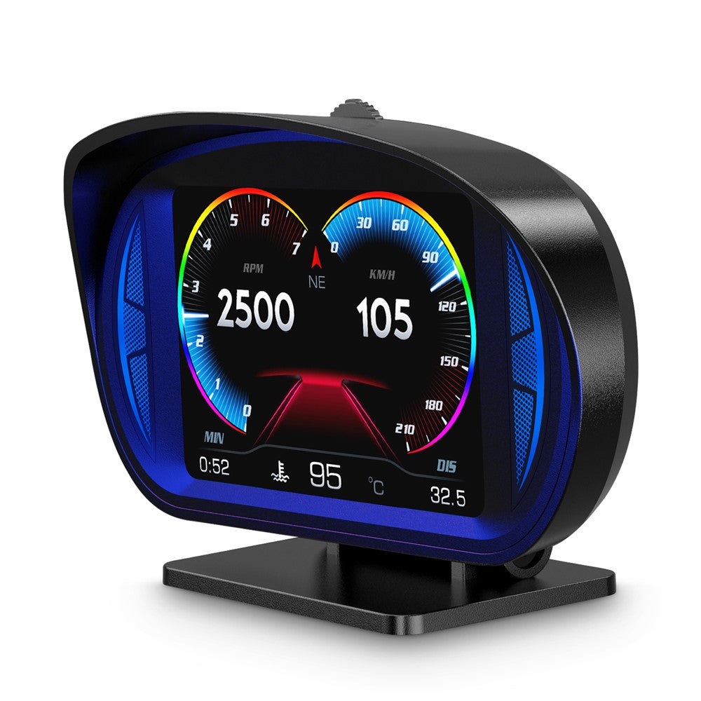 P2 OBD LCD-display smart køreenhed + diagnoseværktøjer + hældningsmåler til biler/køretøjer