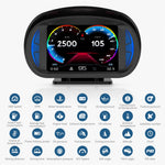 P2 OBD LCD-display smart køreenhed + diagnoseværktøjer + hældningsmåler til biler/køretøjer