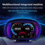 P2 OBD LCD-display smart køreenhed + diagnoseværktøjer + hældningsmåler til biler/køretøjer