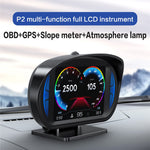 P2 OBD LCD-display smart køreenhed + diagnoseværktøjer + hældningsmåler til biler/køretøjer