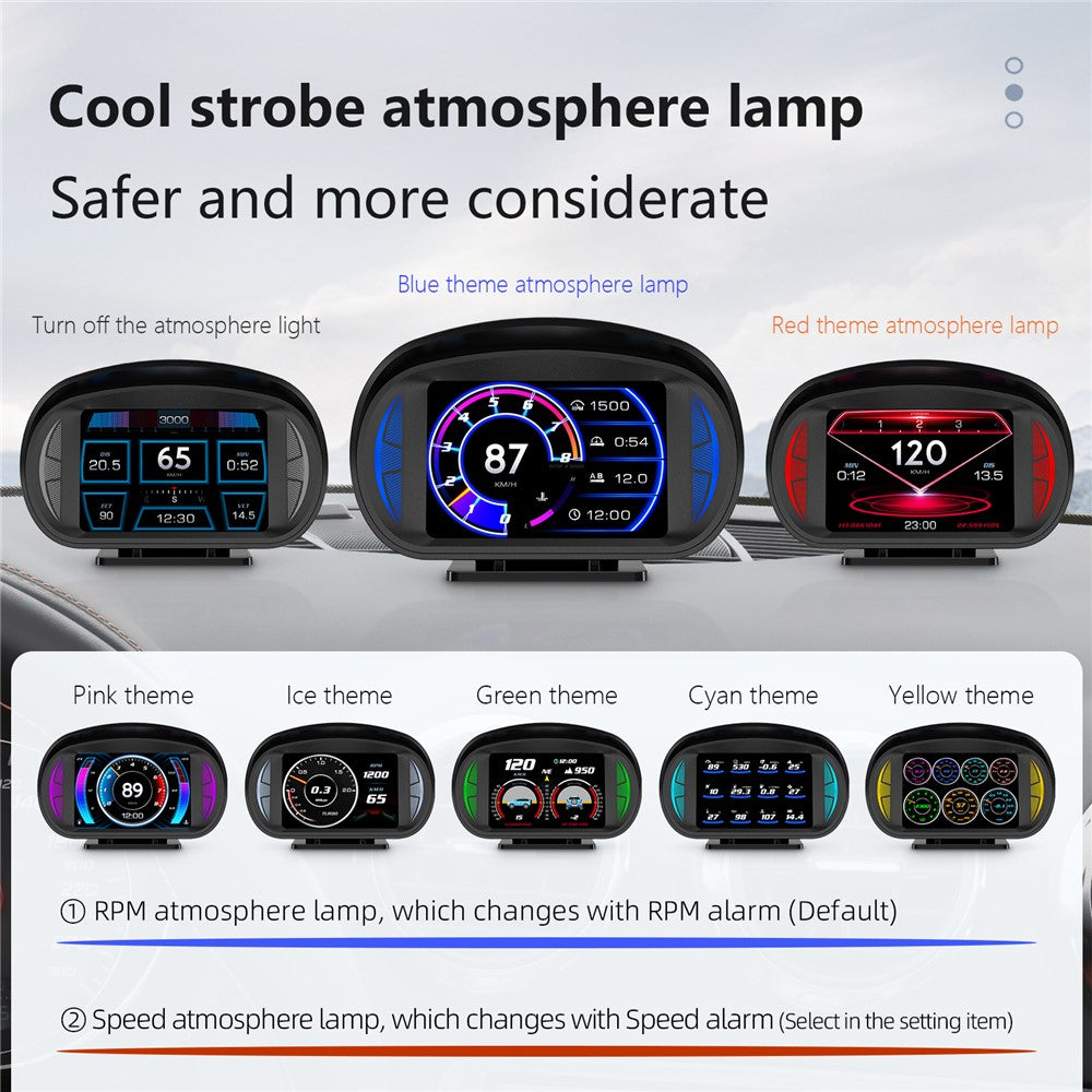 P2 OBD LCD-display smart køreenhed + diagnoseværktøjer + hældningsmåler til biler/køretøjer
