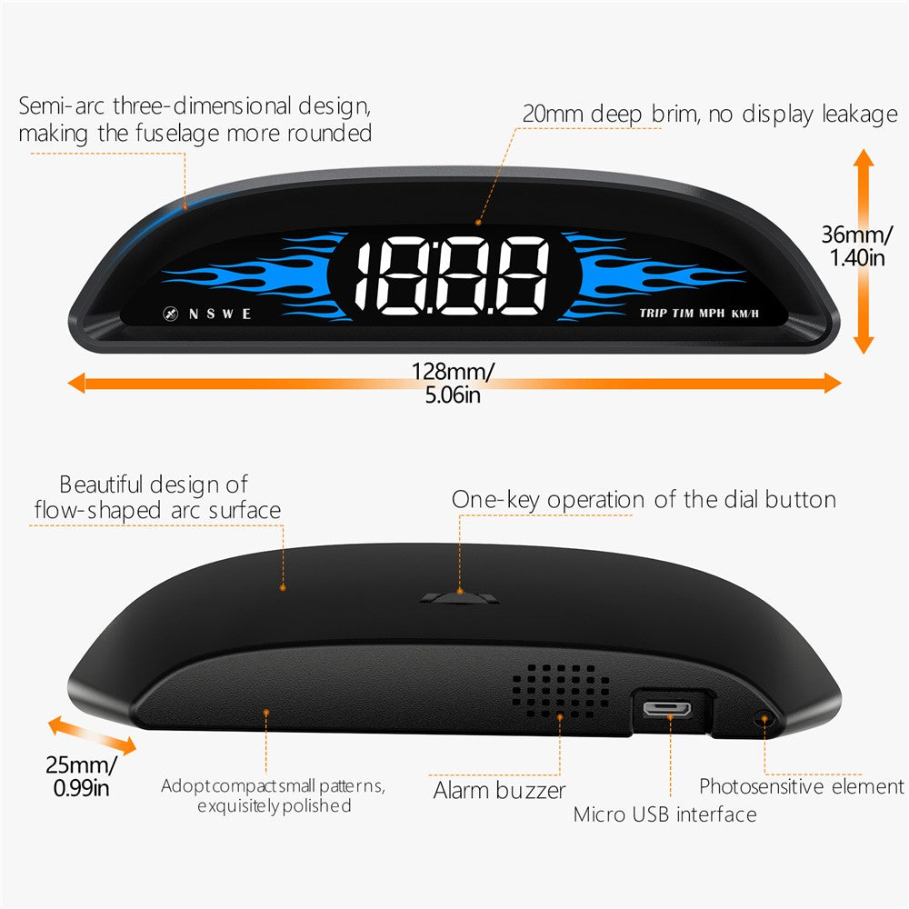 G2 4-inch LCD Car HUD Speed Mileage Measurement GPS+Beidou Car Head Up Display