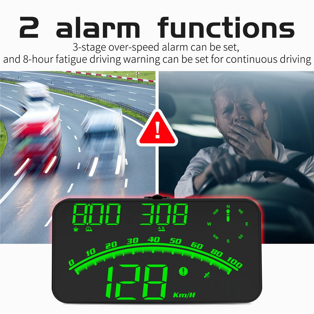 G10 GPS Head-Up Display 16:9 Large Screen HUD with 2 Alarm Function Support 360° Rotating