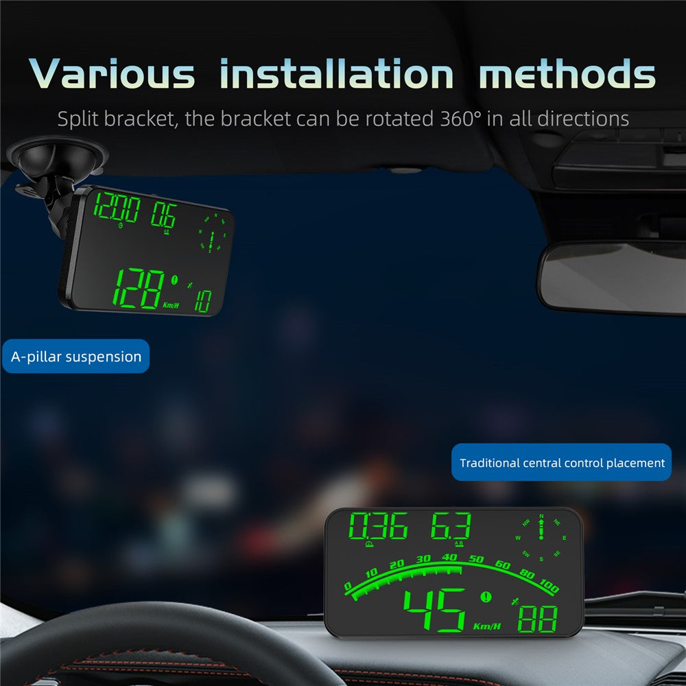 G10 GPS Head-Up Display 16:9 Large Screen HUD with 2 Alarm Function Support 360° Rotating