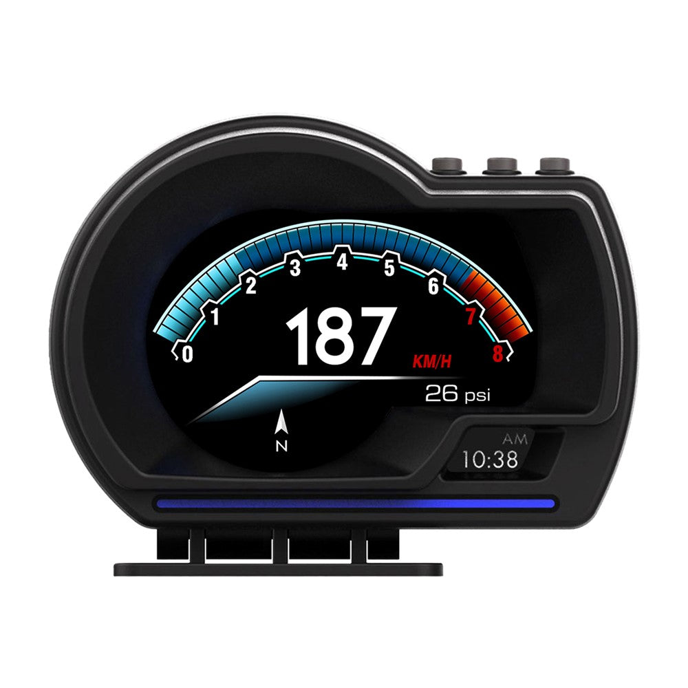 P6 Car HUD Head-Up Display OBD2+GPS Smart Gauge with Over Speed, RPM Alarm