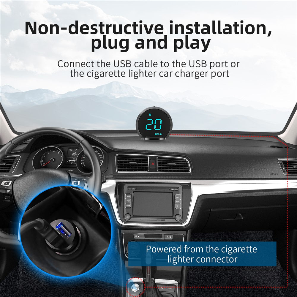 G13 Universal Head Up Display Car HUD 7-Color Digital Speedometer Alarm Reminder GPS System