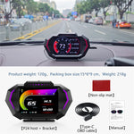 P24 Head-Up Display til bil OBD + GPS HUD Indbygget computer Digitalt speedometer med omgivende lys