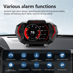 P24 Head-Up Display til bil OBD + GPS HUD Indbygget computer Digitalt speedometer med omgivende lys