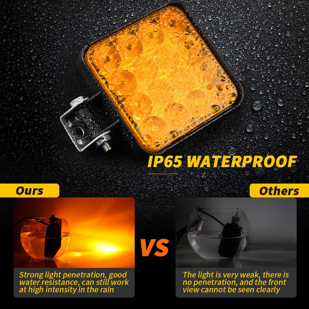 48W 12V 16-LED Car Driving Work Light Waterproof Square Car Off-Road Headlight