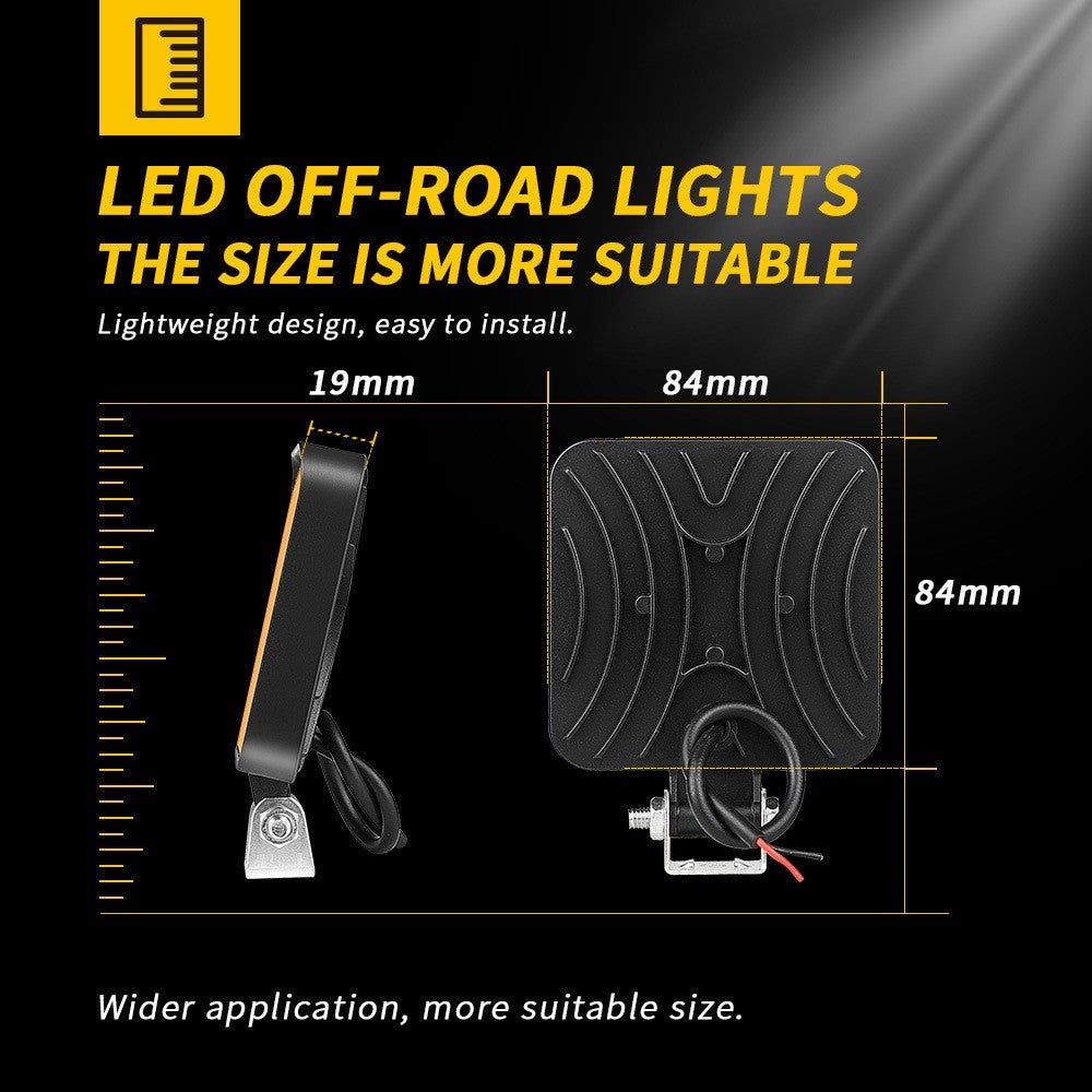 48W 12V 16-LED Car Driving Work Light Waterproof Square Car Off-Road Headlight