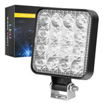 48W 12V 16-LED Car Driving Work Light Waterproof Square Car Off-Road Headlight