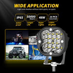 3-inch 48W 16-LED Car Truck Forklift Spotlight Square Waterproof Engineering Vehicle Headlight