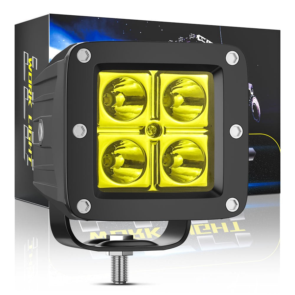 4-LED 12W Car SUV Off-Road Motorcycle Square Spotlight Waterproof Vehicle Headlight