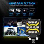 4-inch 17W Car SUV Off-Road Motorcycle Square DRL 10-LED Vehicle Driving Headlight