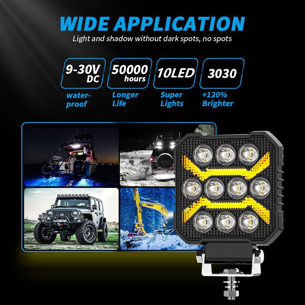 4-inch 17W Car SUV Off-Road Motorcycle Square DRL 10-LED Vehicle Driving Headlight