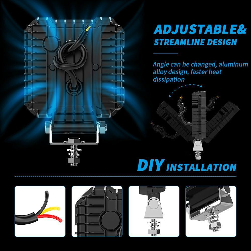 4-inch 17W Car SUV Off-Road Motorcycle Square DRL 10-LED Vehicle Driving Headlight
