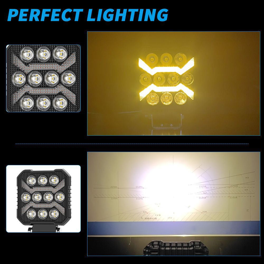 4-inch 17W Car SUV Off-Road Motorcycle Square DRL 10-LED Vehicle Driving Headlight