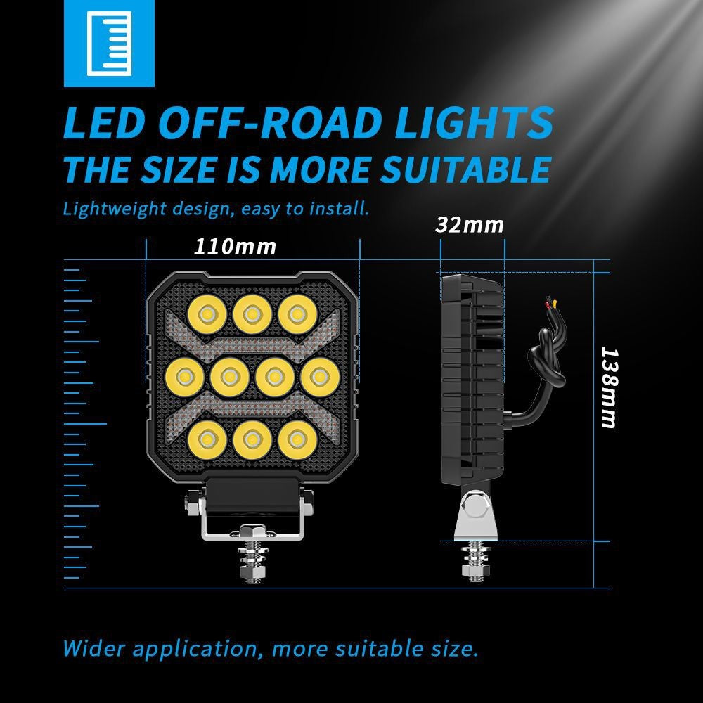 4-inch 17W Car SUV Off-Road Motorcycle Square DRL 10-LED Vehicle Driving Headlight