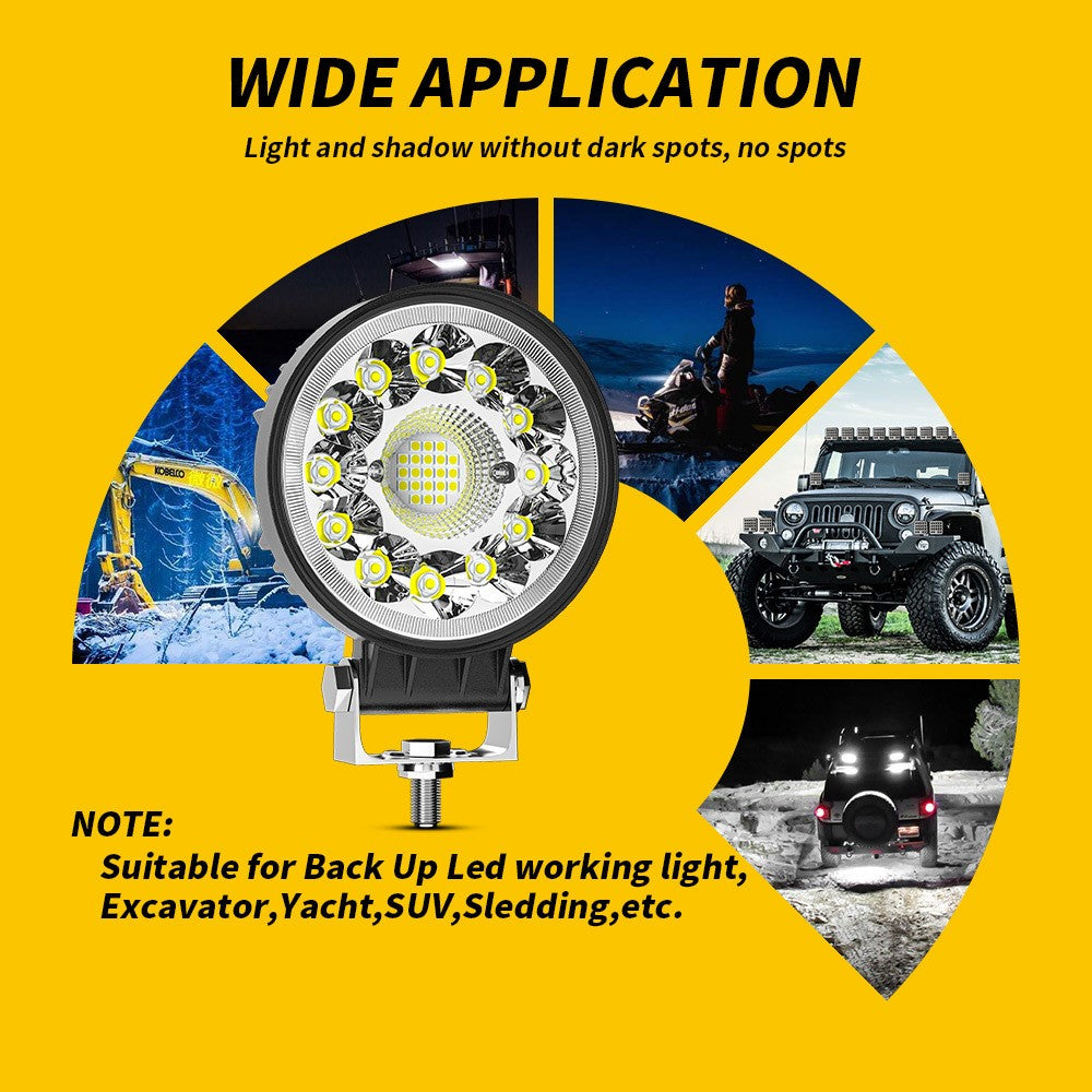 4-inch 33LED Car SUV Off-Road Round Spotlight Floodlight Working Lamp Vehicle Driving Headlight