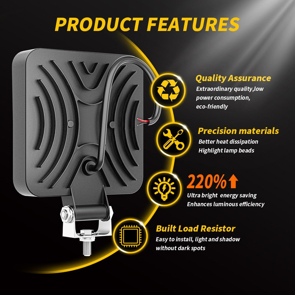 16LED 48W Car SUV Off-Road Square Spotlight Waterproof Vehicle Working Lamp Headlight