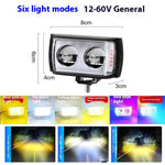 A086-2C 2 LED Motorcycle Spotlight Waterproof Aluminum Shell 12-60V Motorbike Headlight