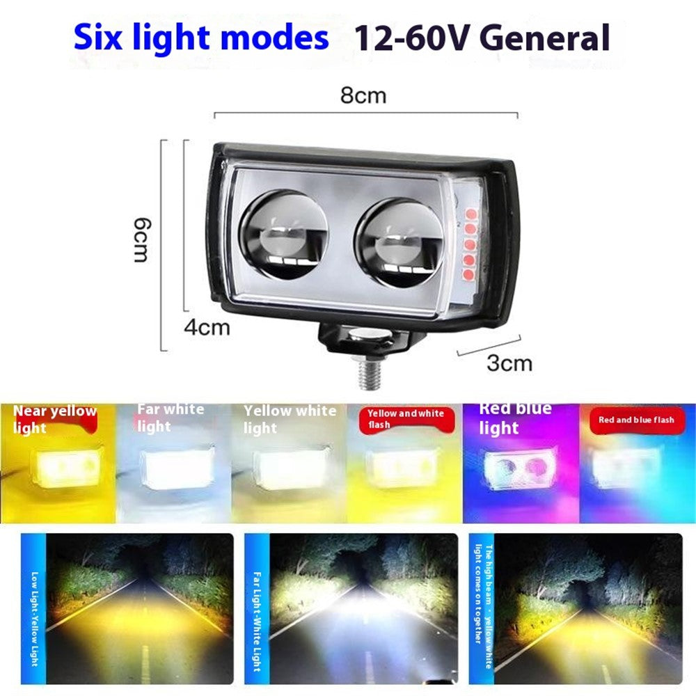 A086-2C 2 LED Motorcycle Spotlight Waterproof Aluminum Shell 12-60V Motorbike Headlight