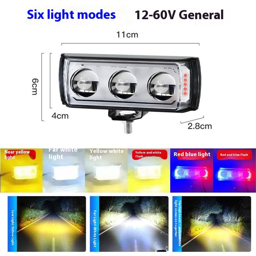 A086-3C 3 LED Motorcycle Spotlight Waterproof Aluminum Shell 12-60V Motorbike Headlight