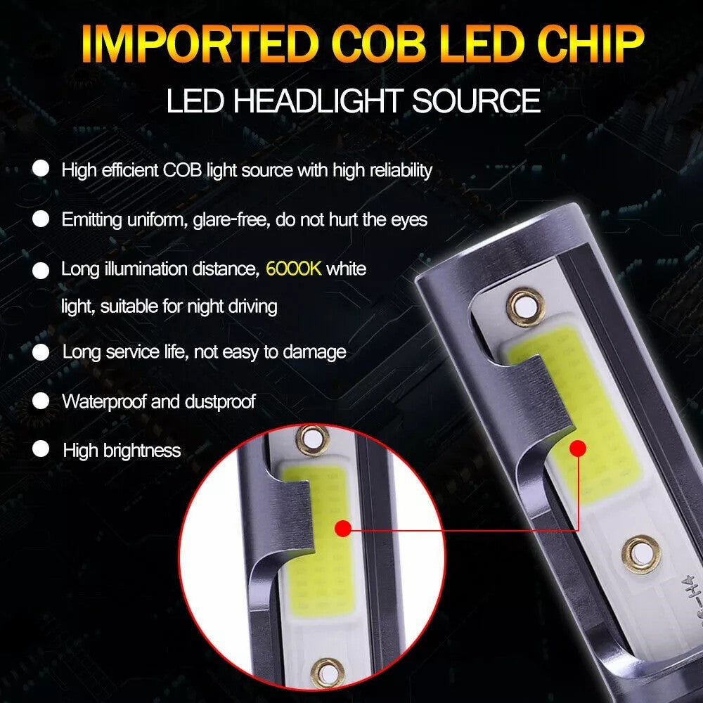 2Pcs H4 LED Headlight 360 Degree Illumination 120W 6000K High Low Beam Car Fog Lamp