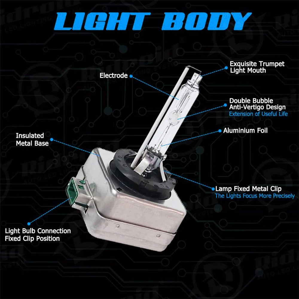 2Pcs D3S Car Headlight 8000K High Brightness IP68 Waterproof Xenon Bulb HID Lamp