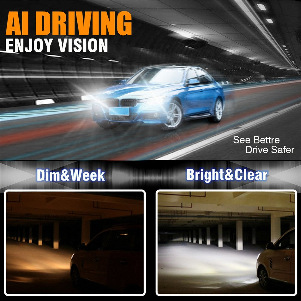 FV7 2Pcs H4 LED Headlights 120W 6000K High Low Beam Waterproof Car Front Driving Lamp
