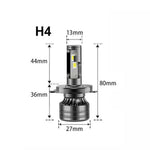 FV7 2Pcs H4 LED Headlights 120W 6000K High Low Beam Waterproof Car Front Driving Lamp