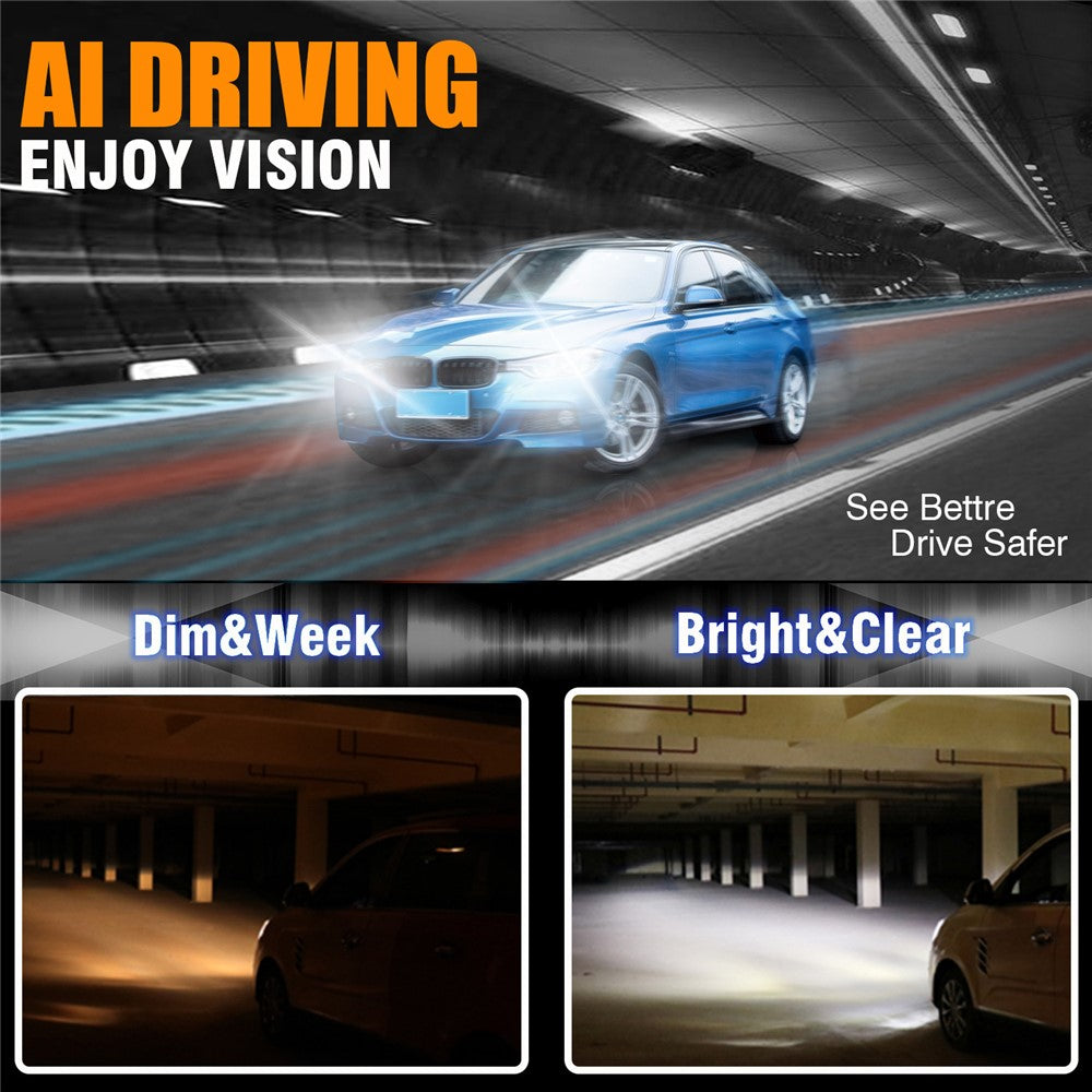 FV7 2Pcs LED Headlights 120W 6000K High Low Beam Waterproof Car Front Driving Lamp