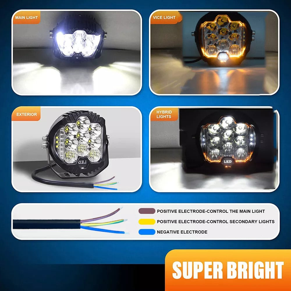 5 Inch Round Spotlight Car Front Bumper Lamp IP67 Waterproof Aluminum Shell LED Floodlight