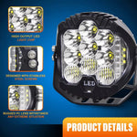 5 Inch Round Spotlight Car Front Bumper Lamp IP67 Waterproof Aluminum Shell LED Floodlight