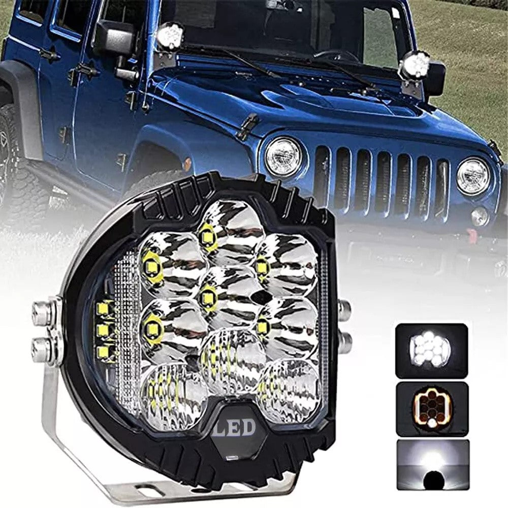7 Inch Round Spotlight Car Front Bumper Lamp IP67 Waterproof Aluminum Shell LED Floodlight
