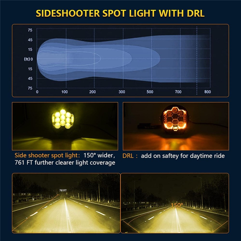 7 Inch Round Spotlight Car Front Bumper Lamp IP67 Waterproof Aluminum Shell LED Floodlight