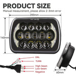 105W High Power IP67 Waterproof High Low Beam Square Car LED Headlight for 5x7 6x7 Inch Vehicles