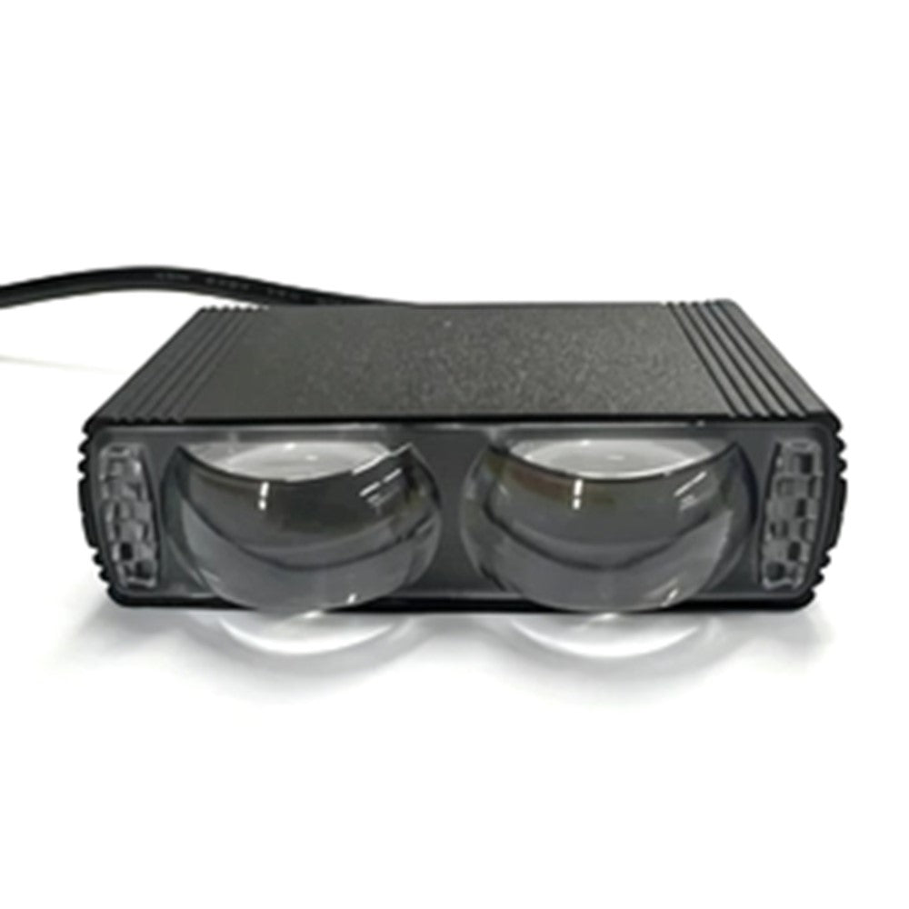 Dual Lens LED Fog Light White + Yellow Light 10W High Low Beam Motorcycle Headlight