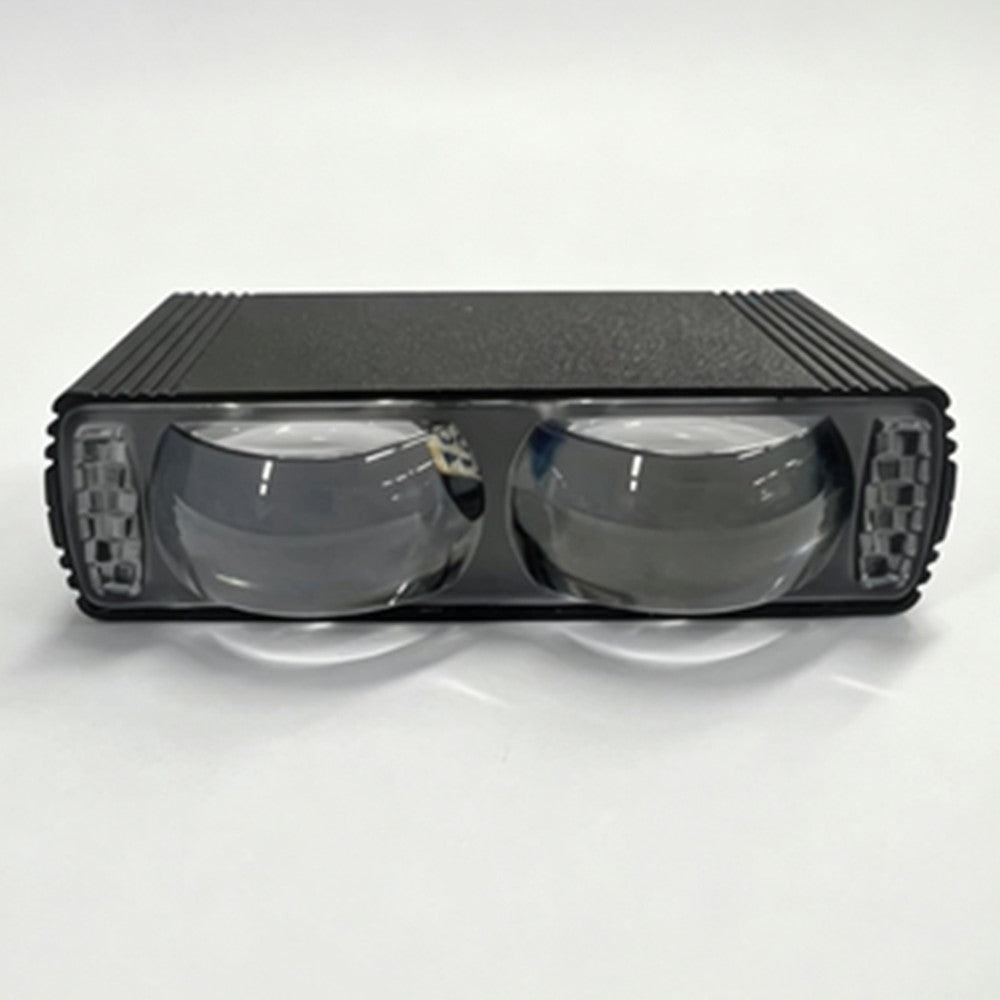 Dual Lens LED Fog Light White + Yellow Light 10W High Low Beam Motorcycle Headlight