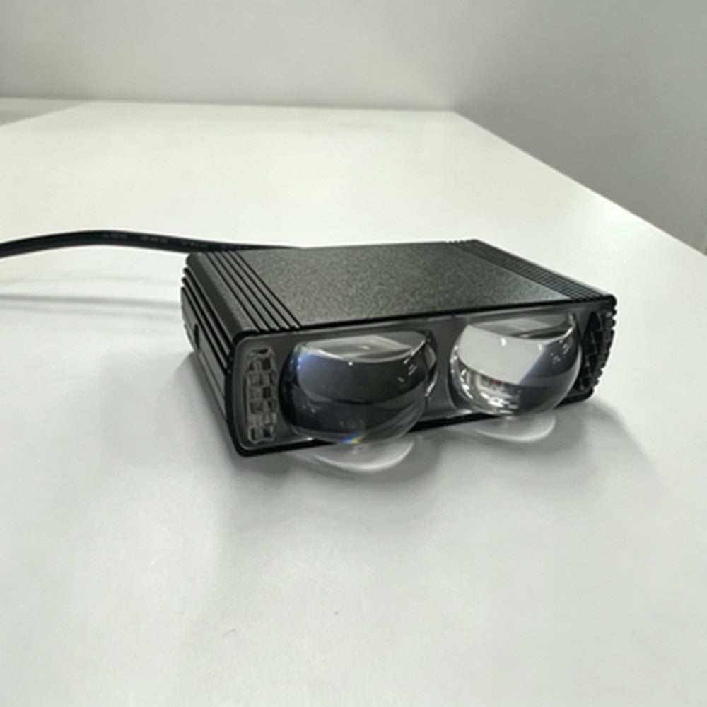 Dual Lens LED Fog Light White + Yellow Light 10W High Low Beam Motorcycle Headlight