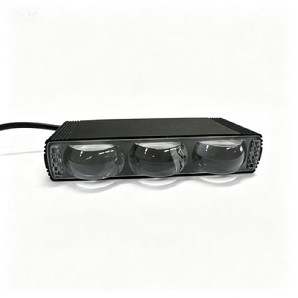 Triple Lens LED Fog Light White + Yellow Light 10W High Low Beam Motorcycle Headlight