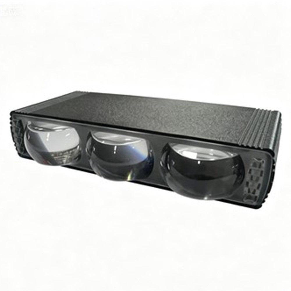 Triple Lens LED Fog Light White + Yellow Light 10W High Low Beam Motorcycle Headlight