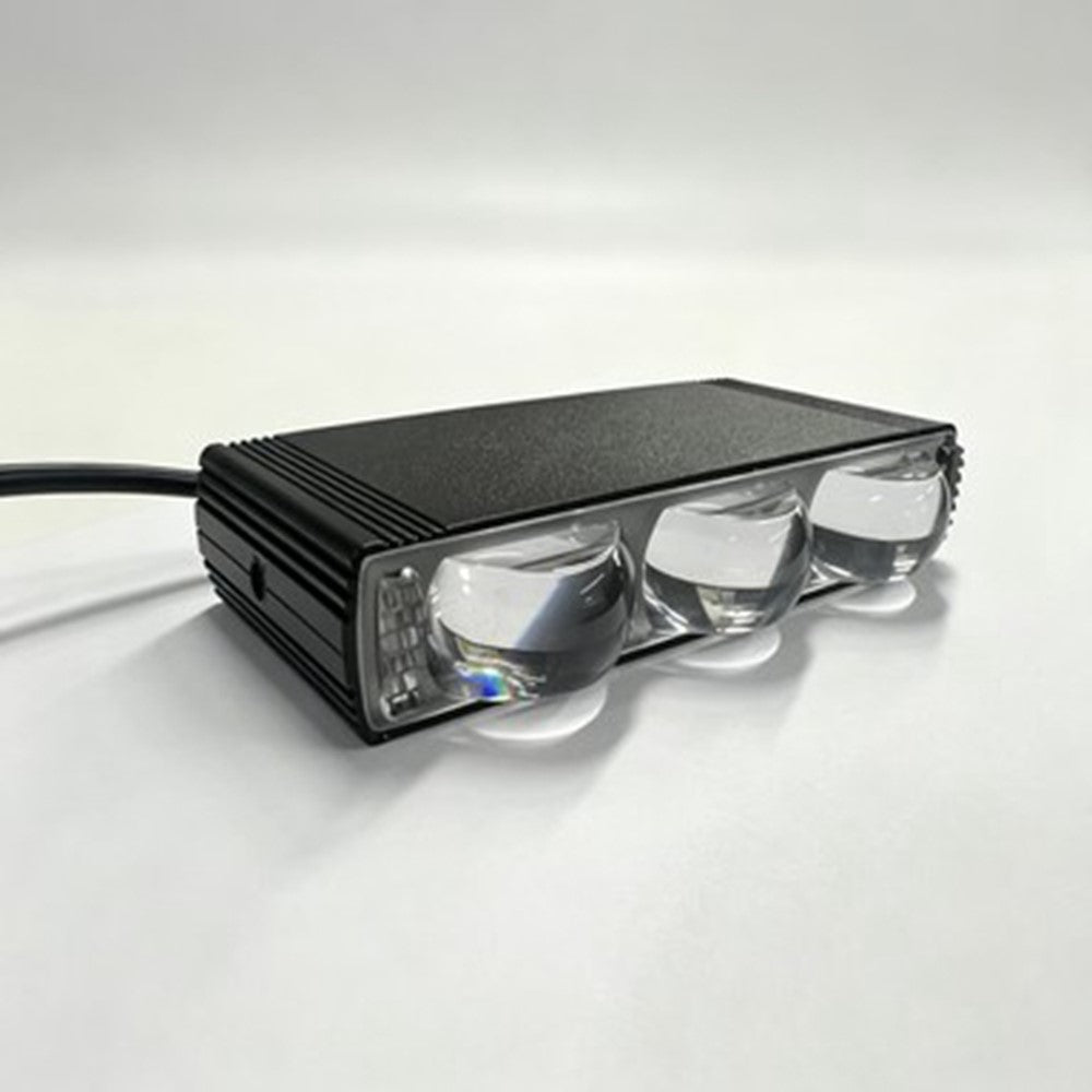Triple Lens LED Fog Light White + Yellow Light 10W High Low Beam Motorcycle Headlight