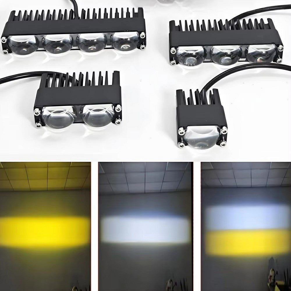 2-LED-grillbelysning, IP67 vandtæt 18W gul og hvid tofarvet ekstralys til SUV, ATV og lastbil