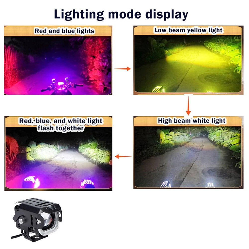 Motorcycle LED Spotlight 15W Auxiliary Headlight Red Blue Yellow White Fog Lamp